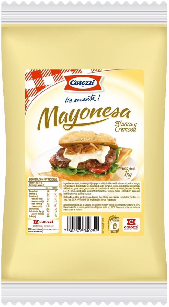 [ABA-SALS-MAY-CAR-1KG] Mayonesa Carozzi 1Kg.