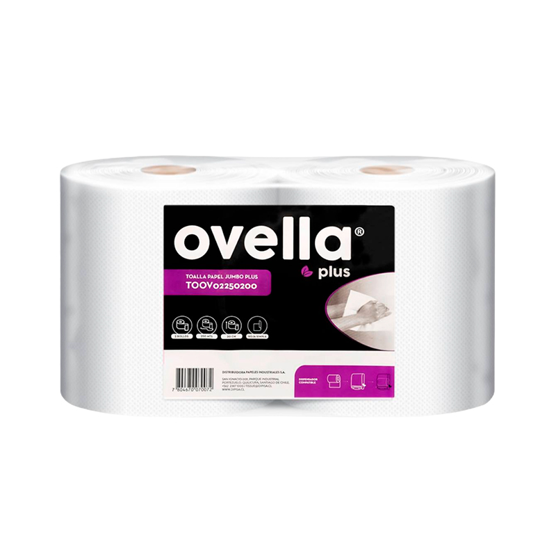[PAP-OVE-PLU-2X250M] Toalla Ovella Plus 2 x 250 MTS Hojas